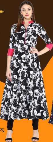 Stand Collar Anarkali Casual Wear Kurti by Shree shyam vastra bhandar