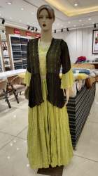 Elegant Indo Western Pista Green Lehenga 