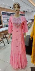 Pink color Cotton Sharara Suit With Light Work