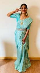 New Collection Sky Blue Silk Wedding Saree