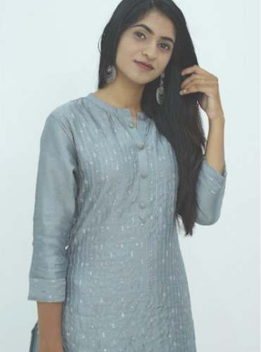 New Collection Grey Casual Kurti For Ladies by Vismay Trichy