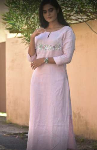 New Collection Light Pink Straight Kurti For Women by Vismay Trichy