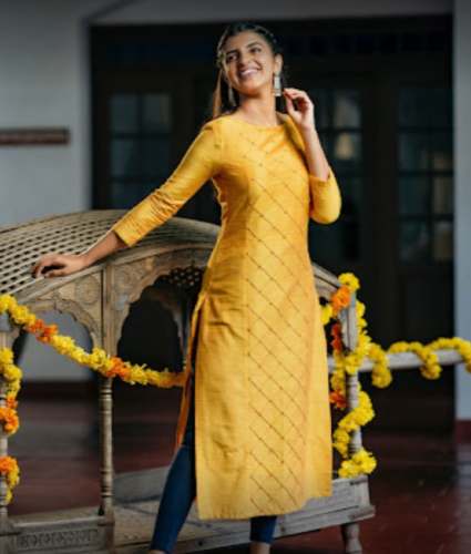 New Collection Yellow Kurti For Women by Vismay Trichy