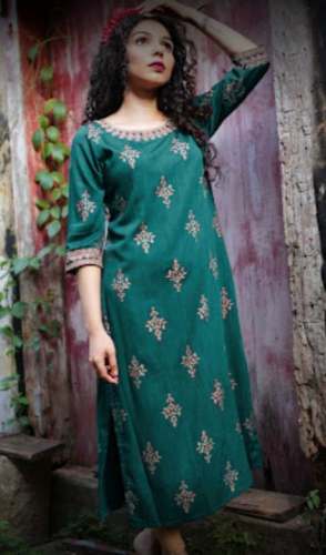 New Dark Green Full Sleeve Kurti For Ladies by Vismay Trichy