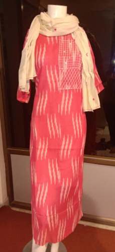 Pink Embroidered Straight Kurti by JJ CREATIONS