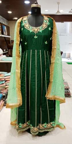 Functional Wear Green Anarkali Kurti by Arora Collections