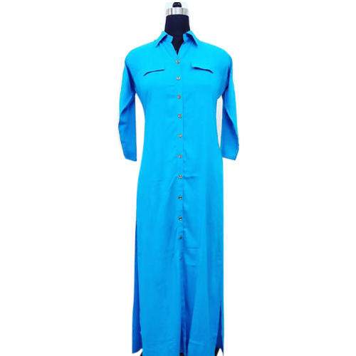 collar style long kurti by Man Mandir Creations