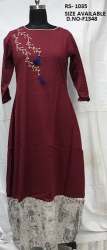 Rayon embroidery work kurti