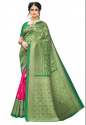 Pink and Green Jacquard Silk Saree in Jalna