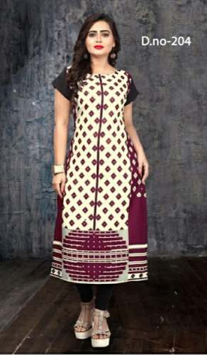 Regular Wear Crepe Cream Kurti