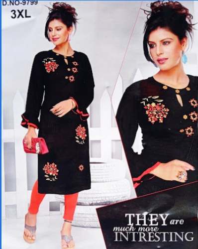 Stylish Black Plus Size Kurti by Aditi Garments