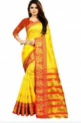 Stylish Yellow and Red Art Silk Saree
