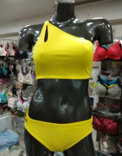 Yellow Beach Wear Bikni Set by Curves