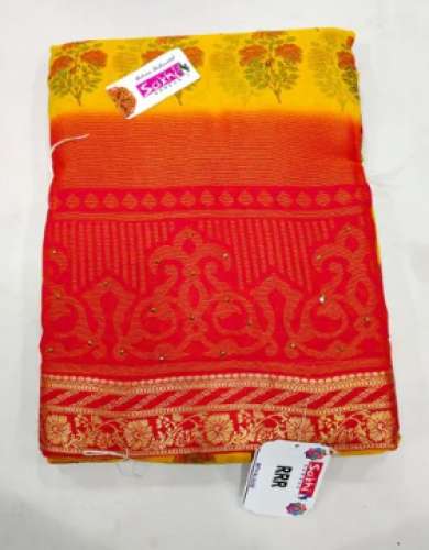 Cotton Floral Print Saree by Krishna Synthetics