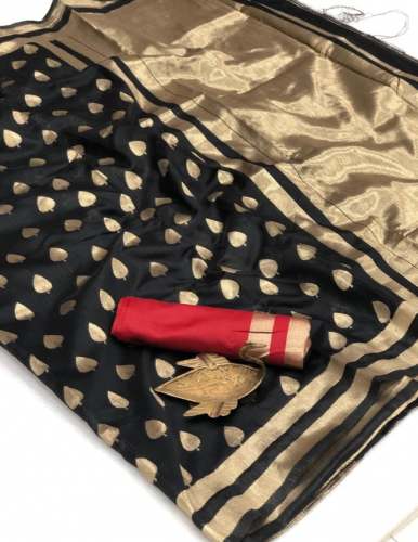 New Collection Black Cotton Saree For Women