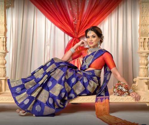 New Collection Blue Banarasi Saree by Nesavaruvi Boutique