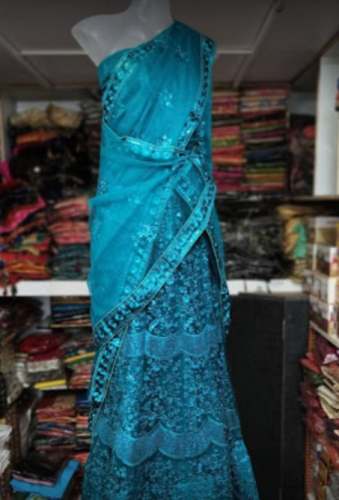 New Collection Blue Net Embroidery Lehenga Choli  by SMK Womanica