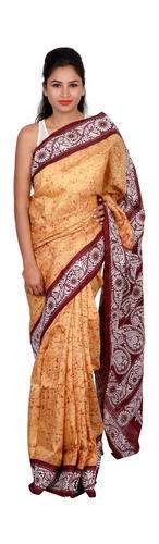 Batik print silk saree