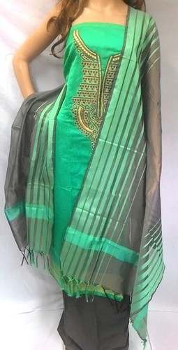 Chanderi embroidery suit