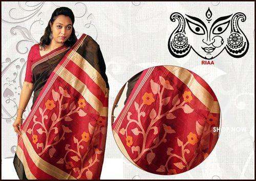 Jamdani matka pallu saree by Riaa Collection