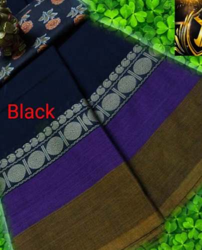 New Arrival Daily Wear Navy Blue Cotton Saree by Yogitha Fashions