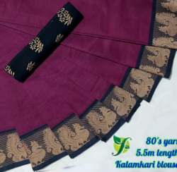 New Wine Color Kalamkari Print Saree