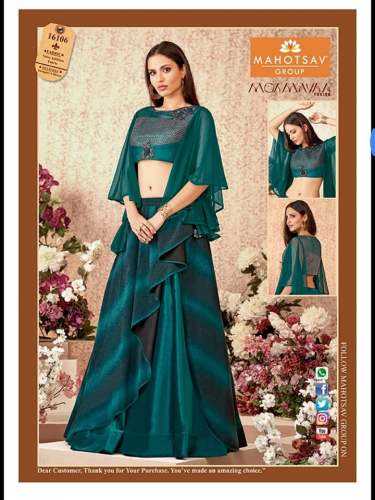 Green Indo western Lehenga Choli by Manglam Sarees