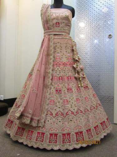 Light Pink Embroidered Bridal Lehenga Choli