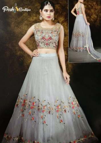 Buy Grey Embroidery Lehenga Choli For Women by Posh Boutique