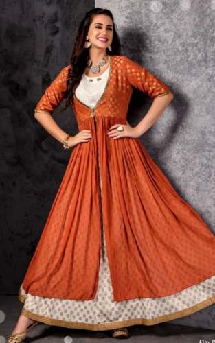 New Collection Orange Jacket Style Kurti by Posh Boutique