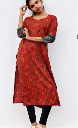 New Collection Orange Straight Kurti  by Sakyaa