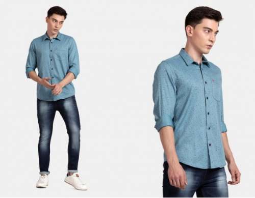 Buy Blue Printed Cotton Derby Brand