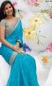 fancy-plain-sky-blue-lace-border-saree