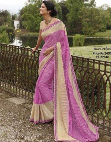 New Collection Pink And Cream Designer Saree by D J Fashions