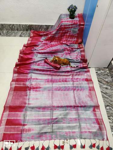 Exclusive slub linen shivori print saree by Sree Guru saree centre