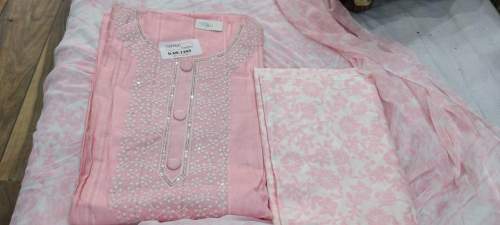 Light Pink Neck Work Dress Material  by Heera Cloth House