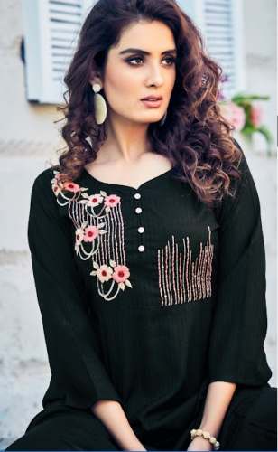 Fancy Dark Green Embroidered Kurti 