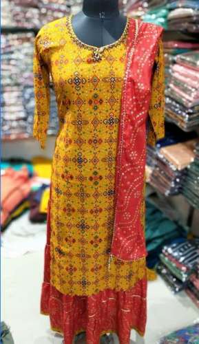 Festival Wear Yellow and Red 3pcs Kurti Set by Viswati Fashion Trade india 