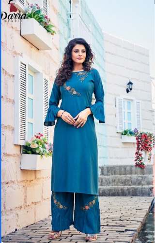 Party Wear Embroidered Kurti Pant Set 