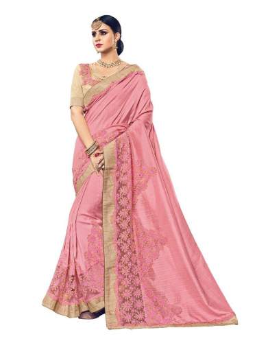 Festival Wear Light Pink embroidered Saree by Shri Radha Rani Sarees