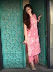 New Arrival Pink Printed Kurti Pant Set 
