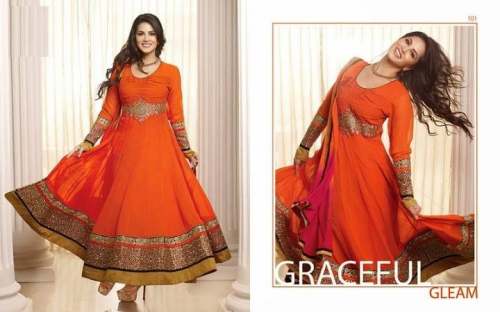 Graceful Orange Anarkali Suit  by Kamal textiles