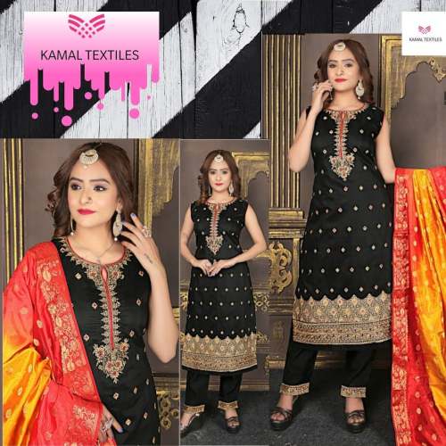 Kamal Textile Present Ladies Black Salwar Suit by Kamal textiles