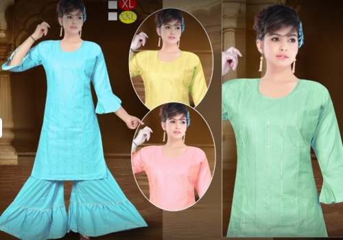 Casual Wear Kurti Palazzo set  by PAWAN COLLECTION