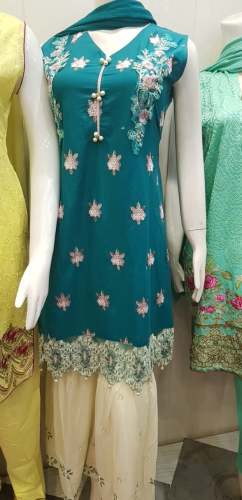 Fancy Teal Green Readymade Sharara Suit  by Suhani Collection