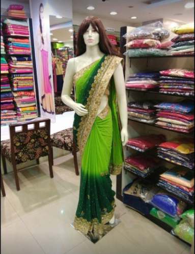 Beautiful Parrot Green Party Wear Saree