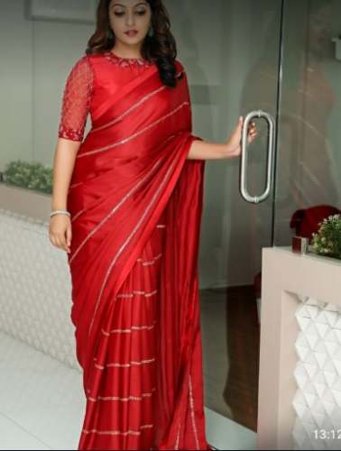 Party wear Red Saree From Khurja by Stree Fashion Festival