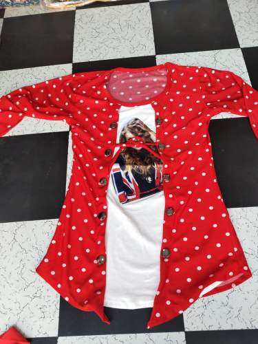 Red and White Shrug Top