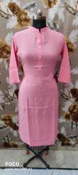 Stand Collar Plain Pink Kurti
