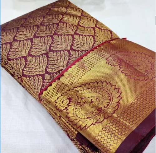Stylish Wine Pure Silk Saree in Madanapalle